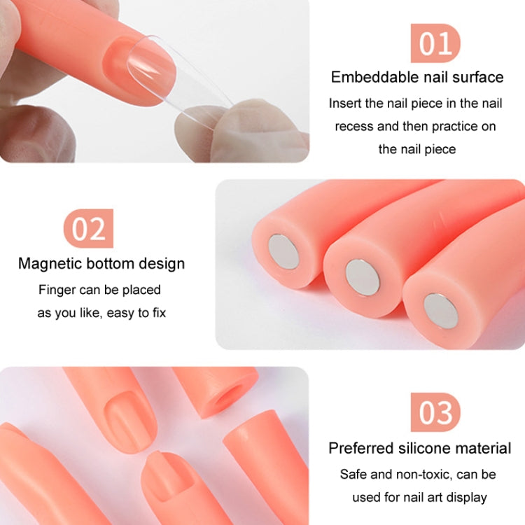 5pcs /Set Nail Art Silicone Fake Fingers Insertable Nail Piece Practice Finger Molds, Style: Without Magnet-Reluova