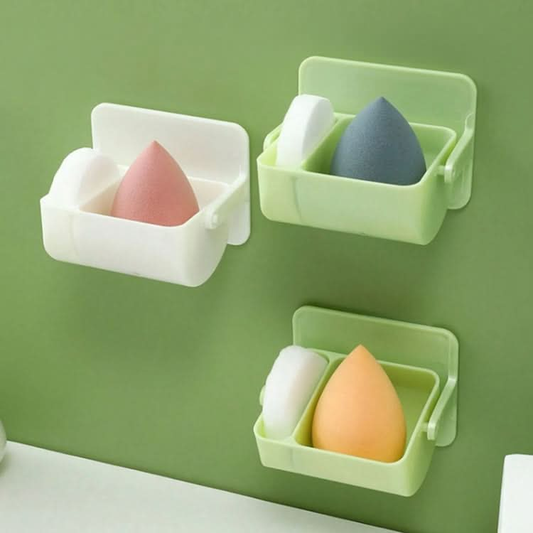 4pcs Powder Puff Egg Storage Box Breathable Wall Mounted Plastic Case(Green)-Reluova