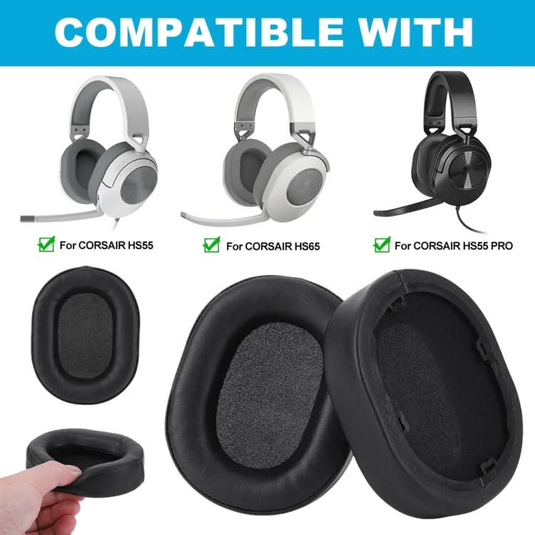 1pair Headphone Leather Sponge Cover For CORSAIR HS55 / HS55 PRO / HS65