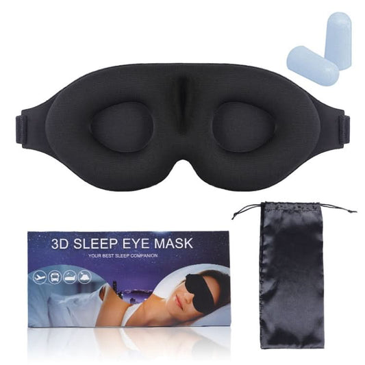 4 In 1 3D Sleep Eye Mask Memory Foam Non-pressure Shading Sleeping Blindfold(Black)-Reluova