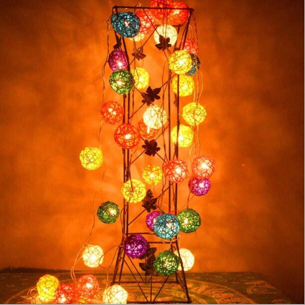 20 LEDs Rattan Balls Lights Fairy Holiday Christmas Outdoor LED Decorative Lamp-Reluova