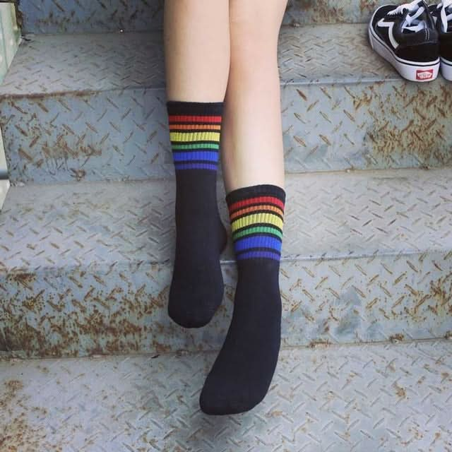 3 Pairs Children Fashion White Cotton Cocks Hipster Cartoon Colored Ankle Socks Female-Reluova