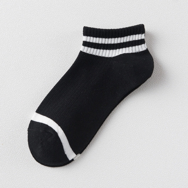 20 Pairs College Wind Striped Boat Socks Women Casual Cute Socks-Reluova