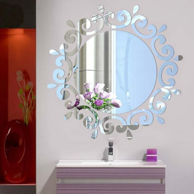 Flower Vine Dressing Up Mirror Art Vinyl Mural Decor Ceiling Wall Sticker My Store