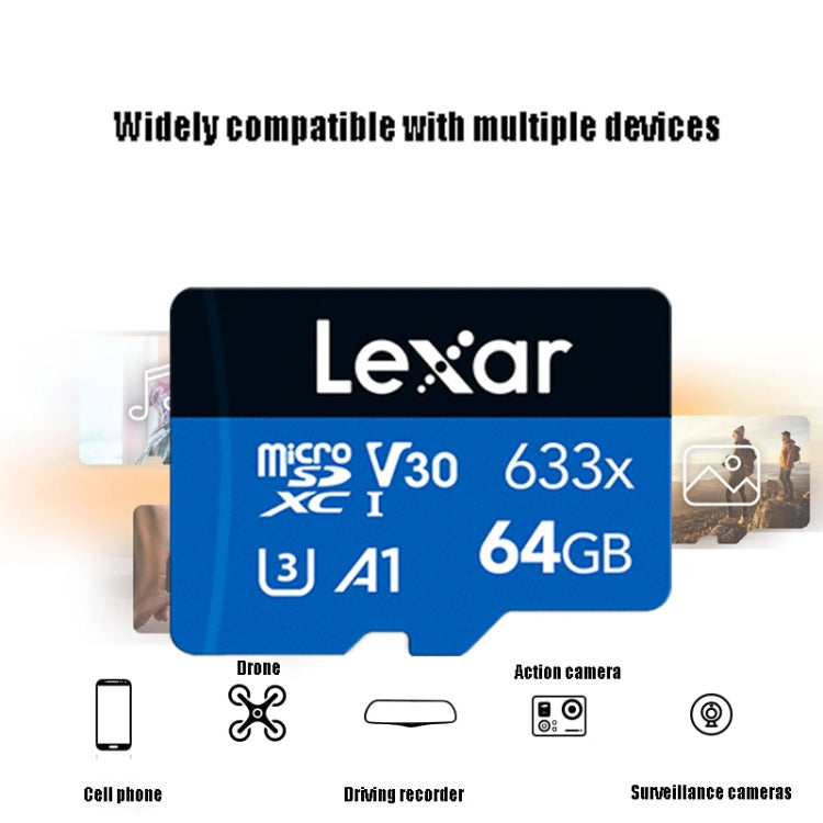 Lexar 633x 64GB High-speed Driving Recorder Dedicated Mobile Phone Memory Card DVR TF Card My Store