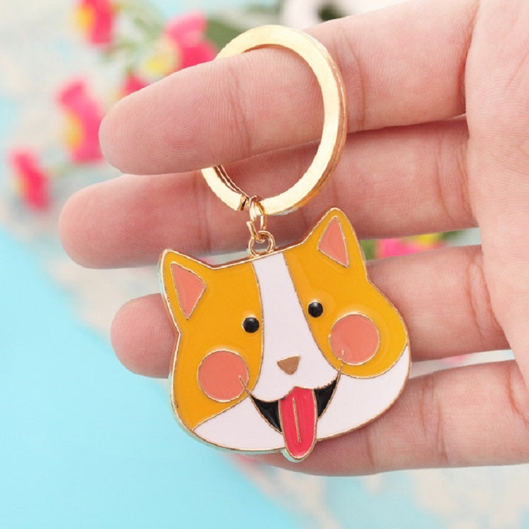 4 PCS Cartoon Animal Head Keychain Car Metal Ornament Key Ring