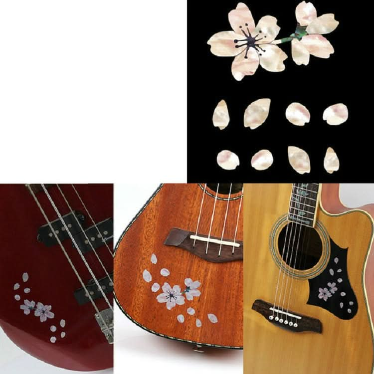 2 PCS Guitar Panel Stickers DIY Cherry Blossom Stickers Ukuleles Paste-Reluova