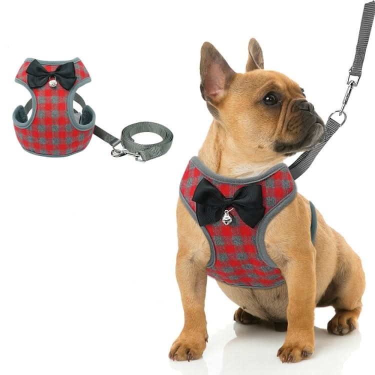 Adjustable Bow Plaid Vest Lead Pull Rope Leash for Cat Dog Pet - Reluova