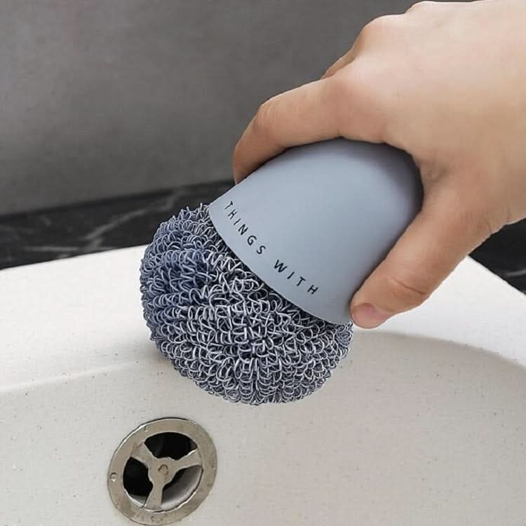 Polyester Cleaning Ball Household Handle Cleaning Brush Kitchen Short Handle Dishwashing Pot Brush - Reluova