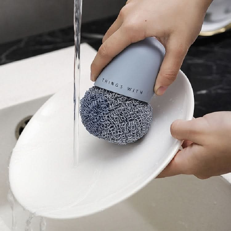 Polyester Cleaning Ball Household Handle Cleaning Brush Kitchen Short Handle Dishwashing Pot Brush - Reluova