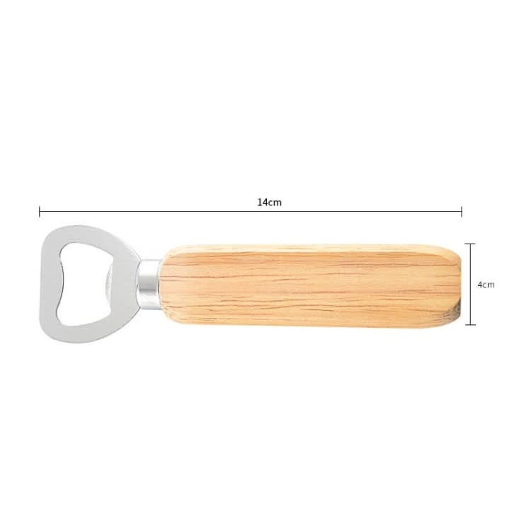 2 PCS Stainless Steel Beer Bottle Opener with Rubber Wood Handle Creative Gift Soda Bottle Driver-Reluova