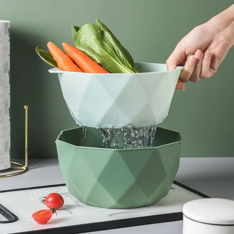 Double-layer Hollow Drain Basket Household Plastic Multi-function Washing Vegetables and Fruit Dishes - Reluova