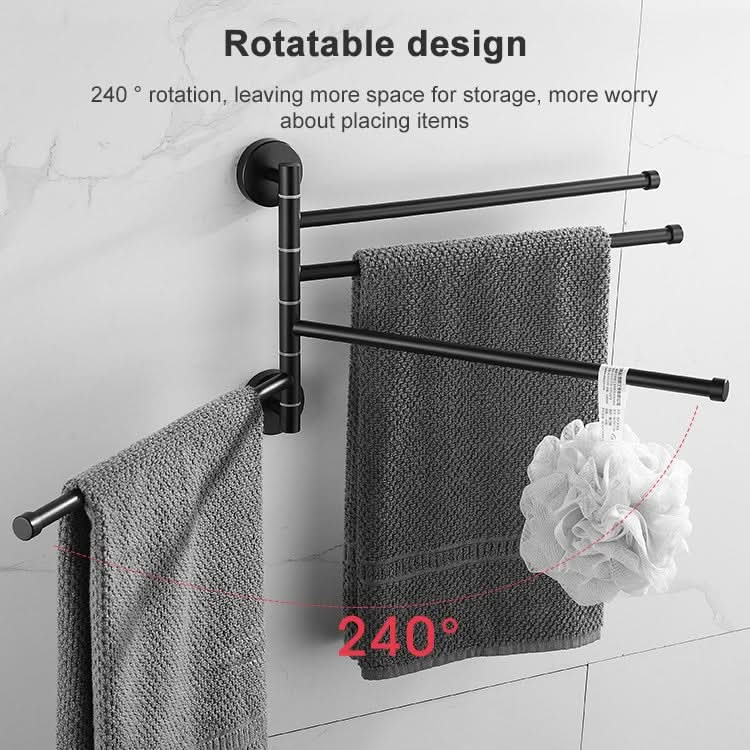 Stainless Steel Towel Bar Rotating Towel Rack Bathroom Kitchen Wall-mounted Towel Polished Rack Holder