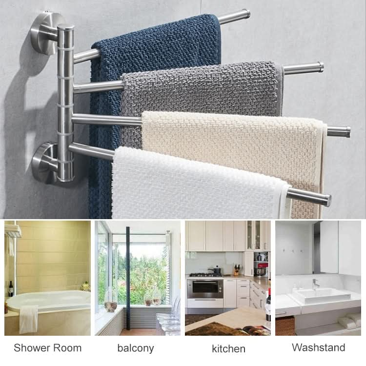 Stainless Steel Towel Bar Rotating Towel Rack Bathroom Kitchen Wall-mounted Towel Polished Rack Holder Reluova