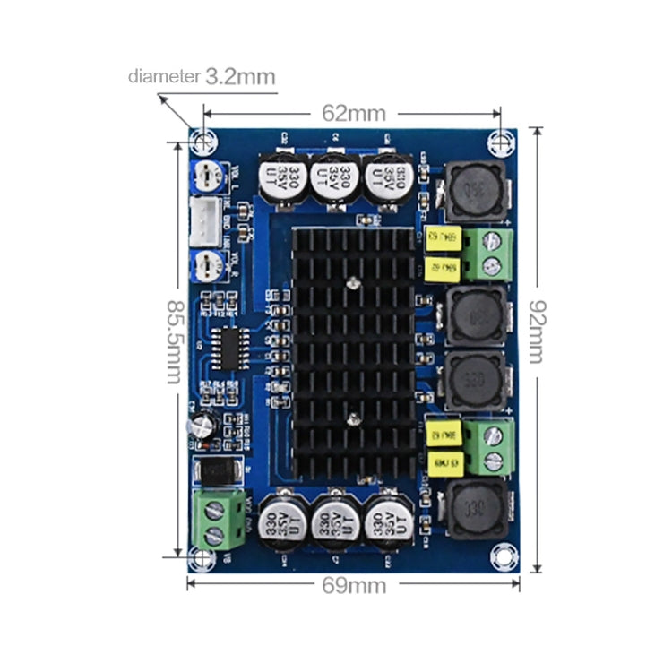 XH-M543 120W+120W  Dual-channel Stereo High Power Digital TPA3116D2 Audio Power Amplifier Board