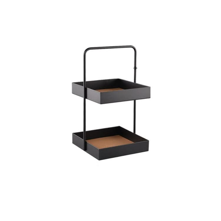 Double-layer Leather Mat Storage Tray with Handle Shelf Snack Tray