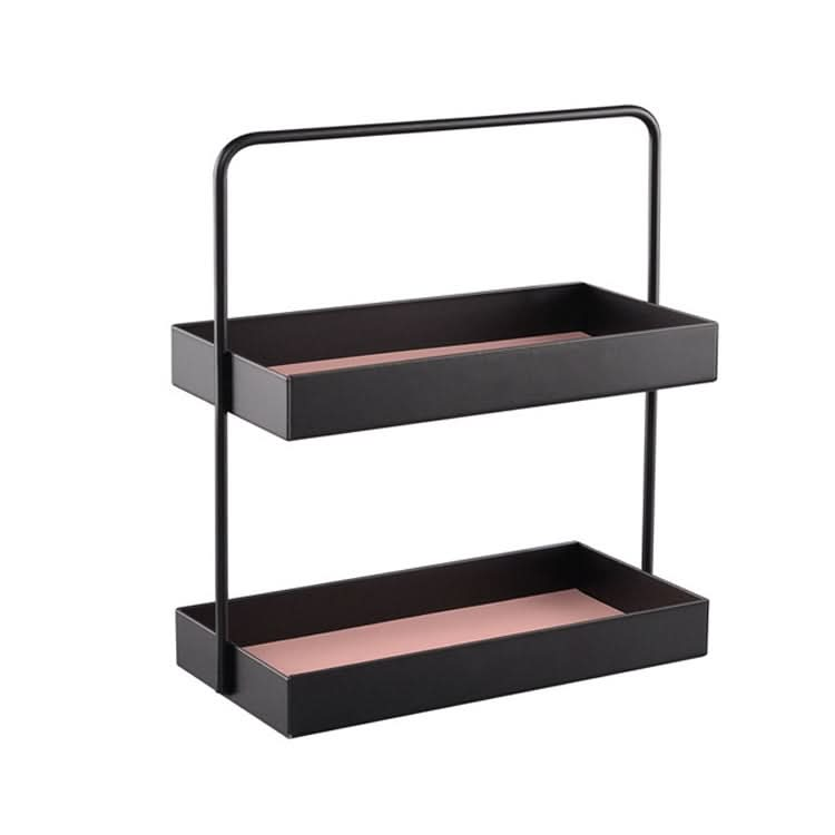 Double-layer Leather Mat Storage Tray with Handle Shelf Snack Tray