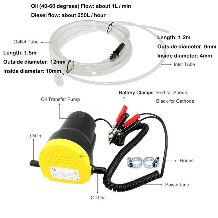 24V 60W Oil / Crude oil Fluid Sump Extractor Scavenge Exchange Transfer Pump Suction Transfer Pump + Tubes for Auto Car Boat Mot-Reluova