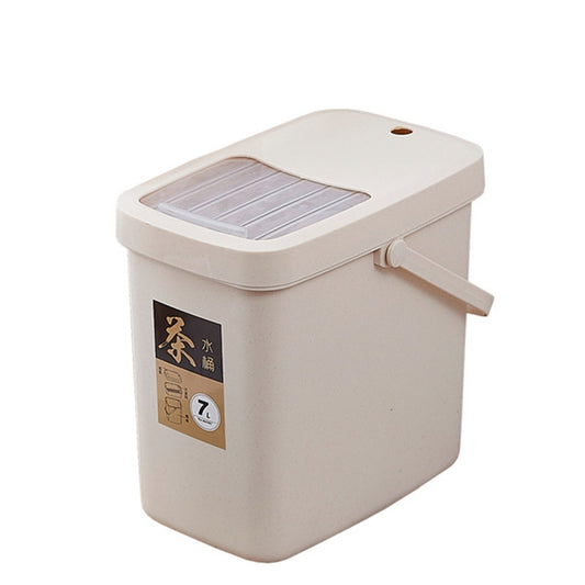 Office Plastic Tea Residue Bucket Tea Waste Bucket Push Lid Portable Trash Can