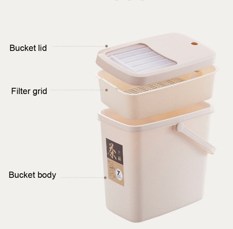 Office Plastic Tea Residue Bucket Tea Waste Bucket Push Lid Portable Trash Can