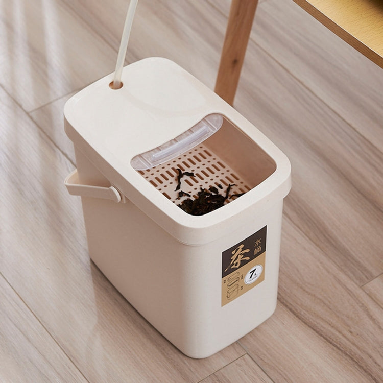 Office Plastic Tea Residue Bucket Tea Waste Bucket Push Lid Portable Trash Can