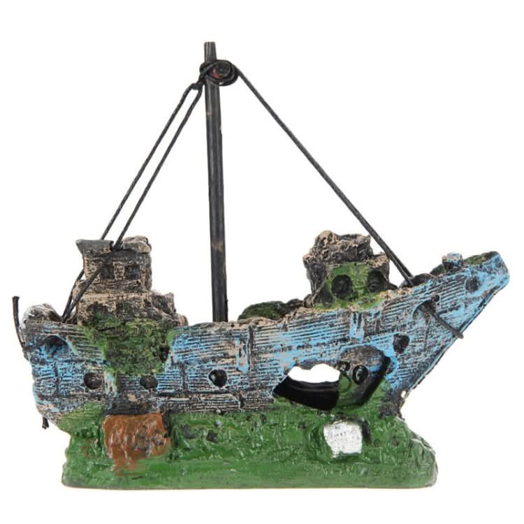 Pirate Ship Rotten Boat Small Net Boat Aquarium Landscaping Fish Tank Glass Cylinder Scene - Reluova