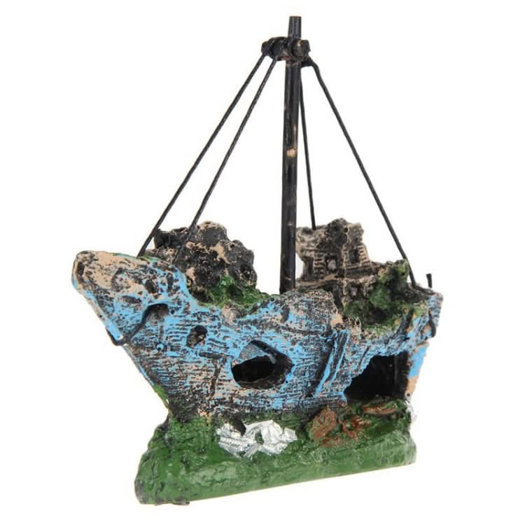 Pirate Ship Rotten Boat Small Net Boat Aquarium Landscaping Fish Tank Glass Cylinder Scene - Reluova