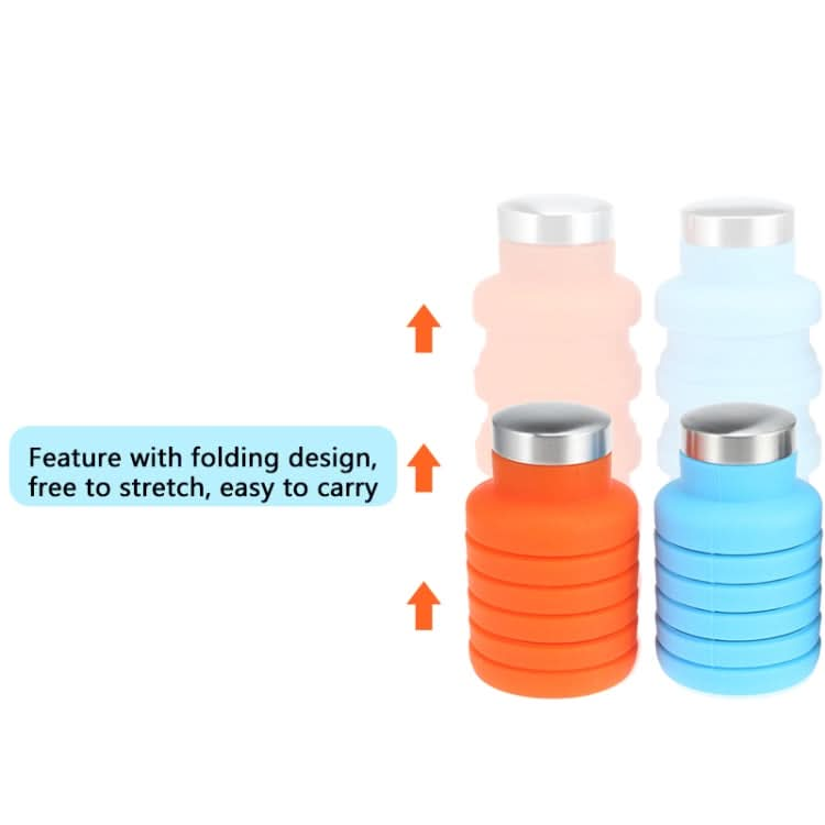 Portable Silicone Water Bottle Retractable Folding Coffee Bottle Outdoor Travel Drinking Sport Drink Kettle,Capacity:500ml - Reluova