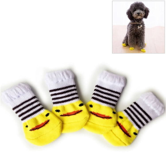 4pcs /Set Cute Puppy Dogs Pet Knitted Anti-slip Socks, Size:S (Duckling)-Reluova