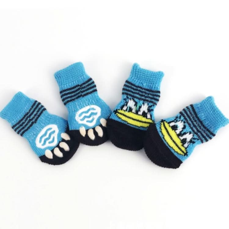 4pcs /Set Cute Puppy Dogs Pet Knitted Anti-slip Socks, Size:S (Big Mouth Duck)-Reluova