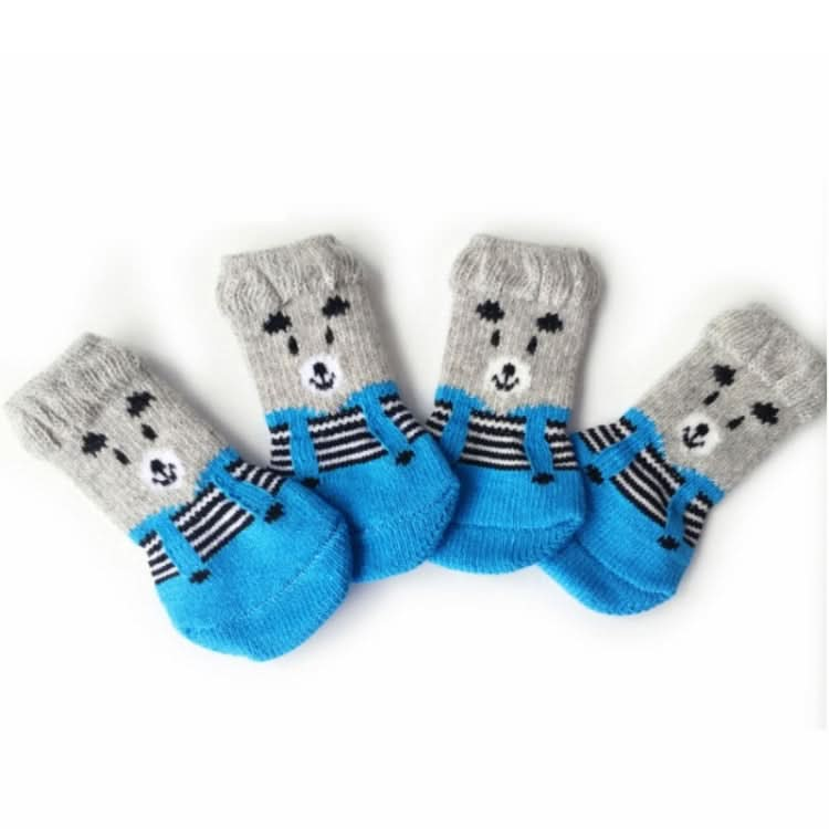 4pcs /Set Cute Puppy Dogs Pet Knitted Anti-slip Socks, Size:M (Bear)-Reluova