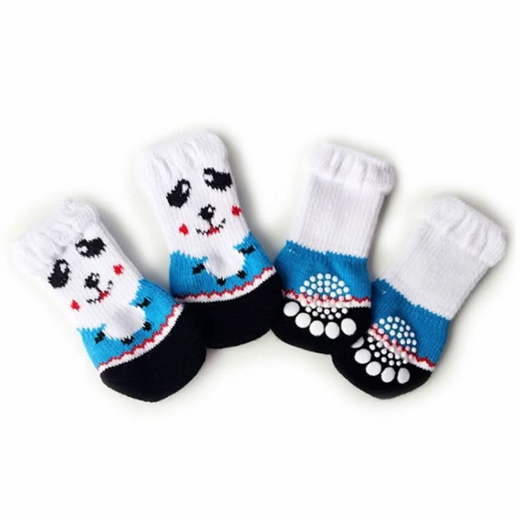 4pcs /Set Cute Puppy Dogs Pet Knitted Anti-slip Socks, Size:M (Panda)-Reluova