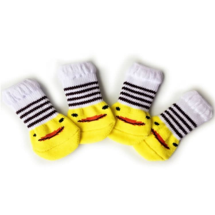 4pcs /Set Cute Puppy Dogs Pet Knitted Anti-slip Socks, Size:M (Duckling)-Reluova