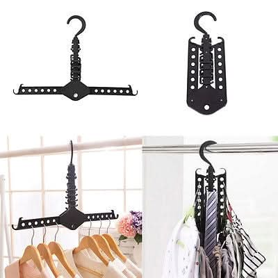 2 PCS Magic Multi-Functional Dual Hanger Folding Clothes Hanger Clothing Drying Rack-Reluova