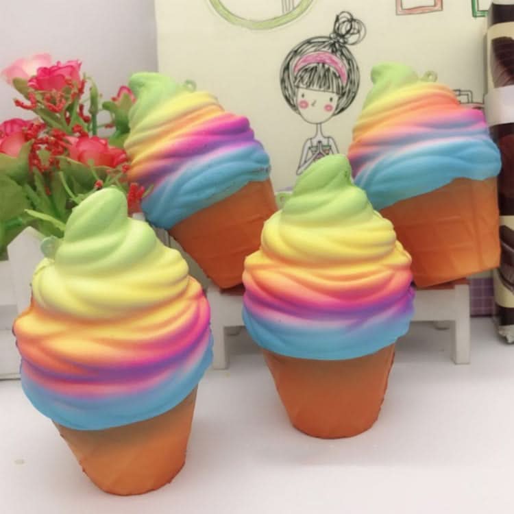 2 PCS rainbow ice cream cone decompression toys with rope-Reluova