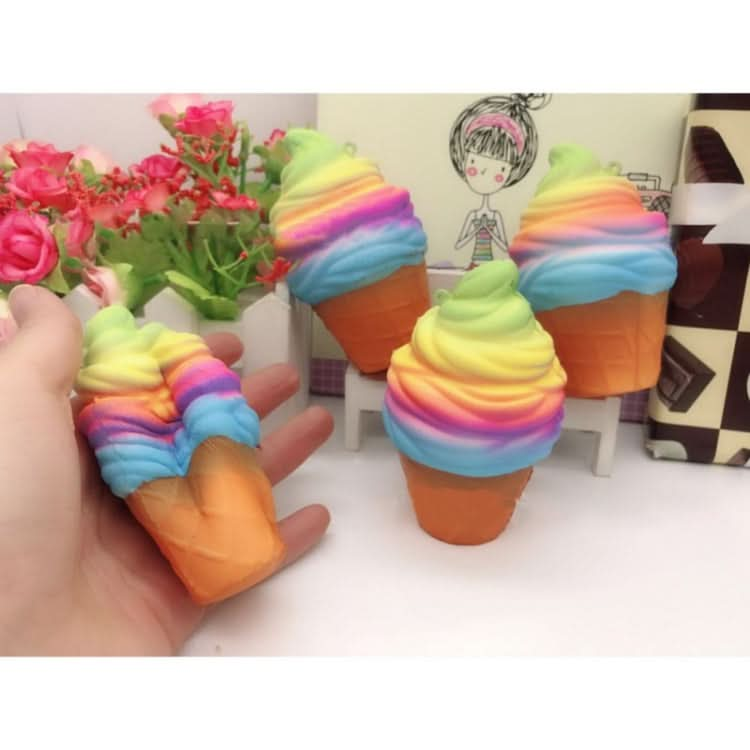 2 PCS rainbow ice cream cone decompression toys with rope-Reluova