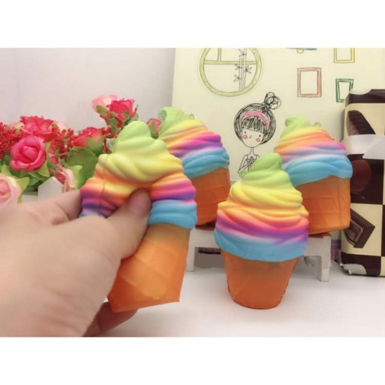 2 PCS rainbow ice cream cone decompression toys with rope-Reluova