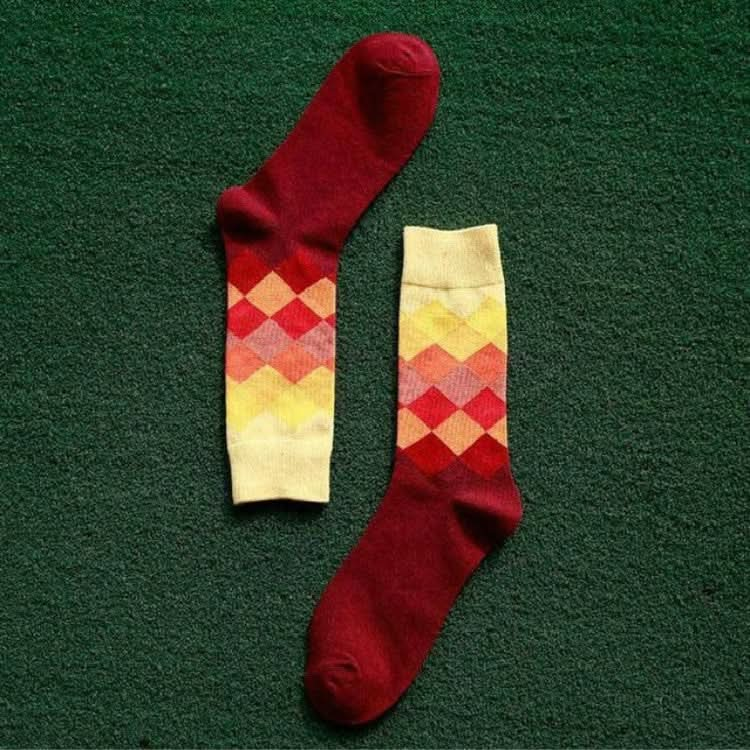 Colored Diamond Plaid Tube Gradient Sports Socks Reluova