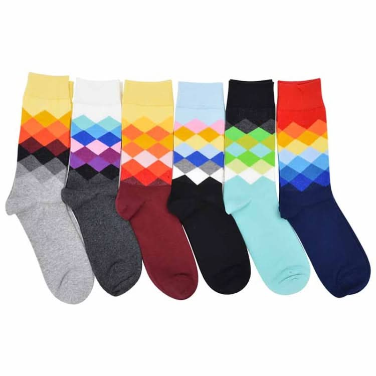 Colored Diamond Plaid Tube Gradient Sports Socks Reluova