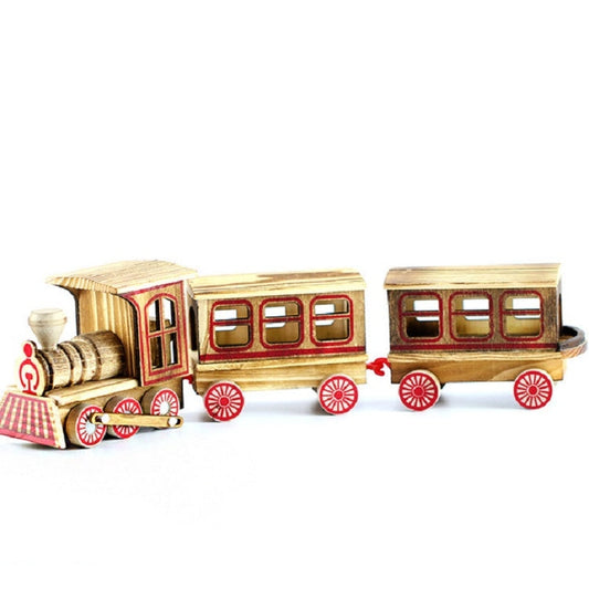 Wooden Three Section Locomotive Office Creative Home Decoration Simulation Toy