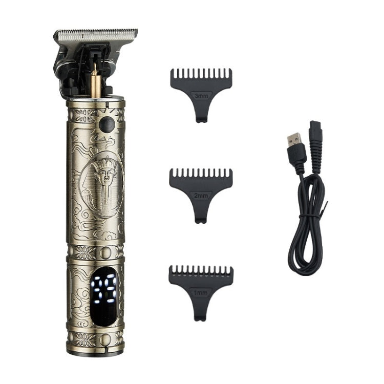 Vintage Pharaoh Engraving USB Rechargeable Hair Clipper With LCD Display