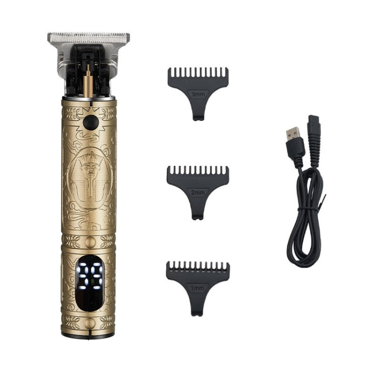 Vintage Pharaoh Engraving USB Rechargeable Hair Clipper With LCD Display Reluova