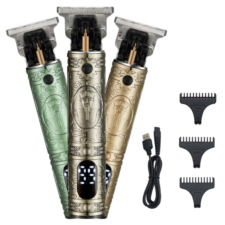 Vintage Pharaoh Engraving USB Rechargeable Hair Clipper With LCD Display