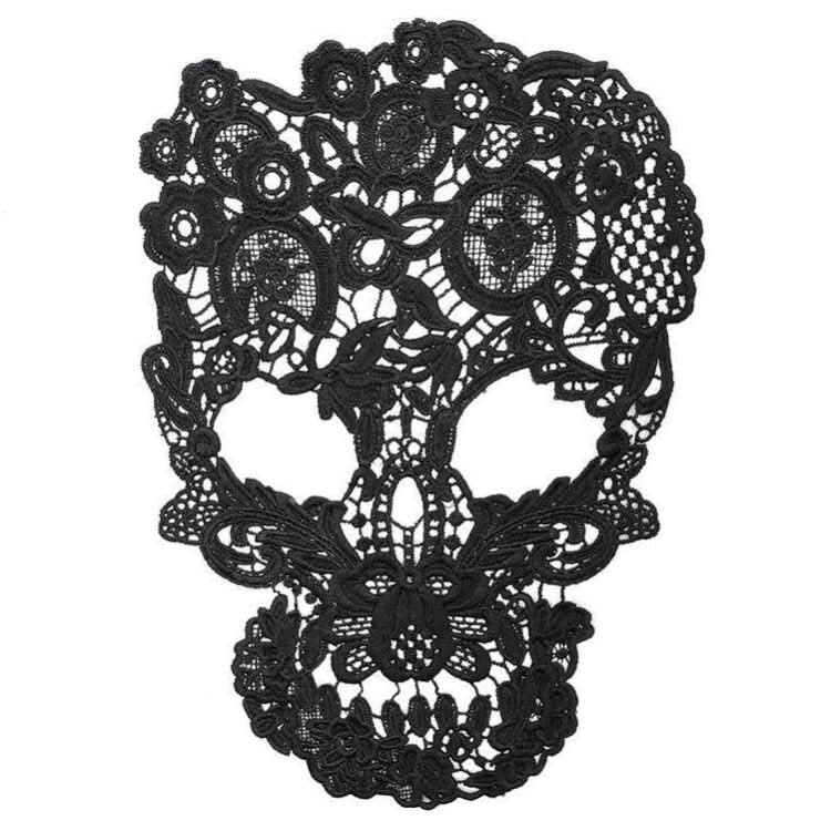 Lace Three-dimensional Hollow Corsage Skull Head Embroidery Cloth Sticker DIY Clothing Accessories, Size: About 31 x 21cm Reluova