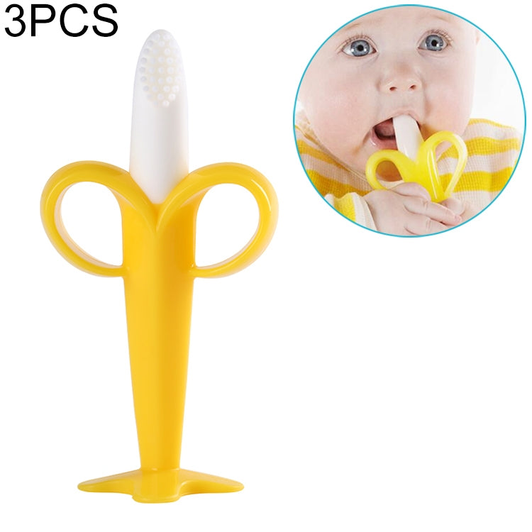 3 PCS Baby Silicone Training Toothbrush Banana Shape Safe Toddle Teether Chew Toys Teething Ring Gift for Infant Baby Chewing My Store