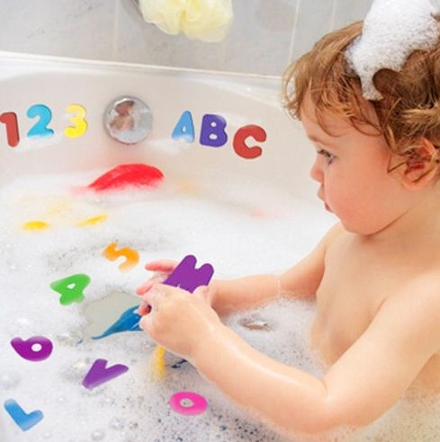 36pcs/Set Alphanumeric Letter Puzzle Baby Bath Toys Soft EVA Kids Baby Water Toys for Bathroom Early Educational Suction Up Toy Reluova