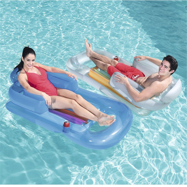 Single Water Inflatable Bed Back Luxury Chair Adult Inflatable Floating Row with Armrest & Cup Hole