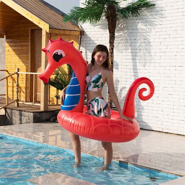 Seahorse Shape Mount Inflatable Adult Floating Row Swimming Ring Water Floating Bed Reluova