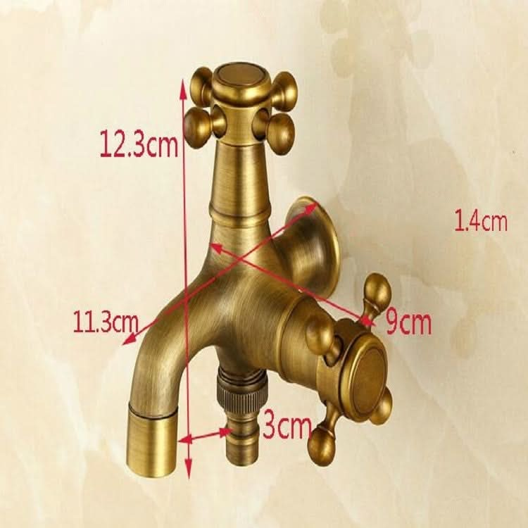 Copper Antique Washing Machine Faucet one Point two Pairs Single Cold 4 Points Faucet - Reluova