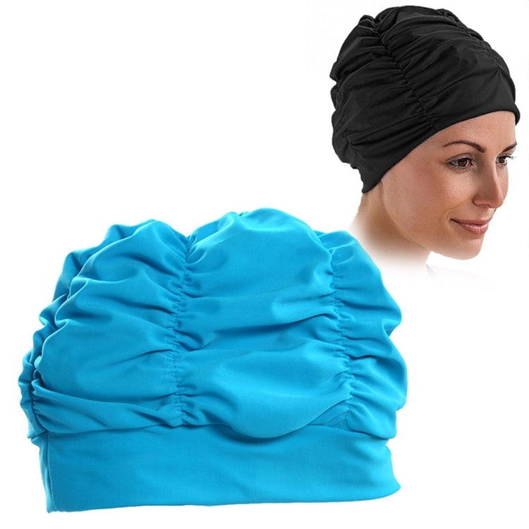 Women Earmuffs Pleated Cloth Swimming Cap Reluova